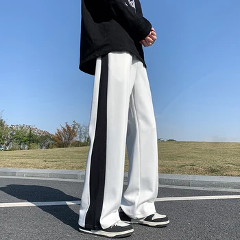  Ежедневни панталони, мъжки универсален модерен Черно-бели лоскутные панталони в стил хип-хоп за тийнейджъри колеж, красиви зреещи на експозиции