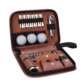  Многофункционална чанта за съхранение, комплект за голф, чанта за съхранение, комплект за голф, изкуствена кожа, Практични аксесоари за голф, подарък за момчета-голфъри