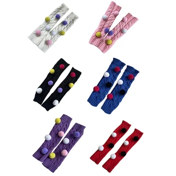  Обикновена възли гамаши за момичета, чорапи с цветни pom-помераните