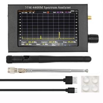  Анализатор на спектъра от 35 М-4400 Mhz, 4.3-инчов LCD екран Професионален ръчен анализатор на спектъра за измерване на сигнала на преговорния устройство Здрав