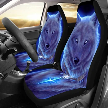  Комплект калъфи за столчета за автомобил от полиестер с 3D изображение на вълк, Гъвкави Еластични Детайли на интериора на автомобила 