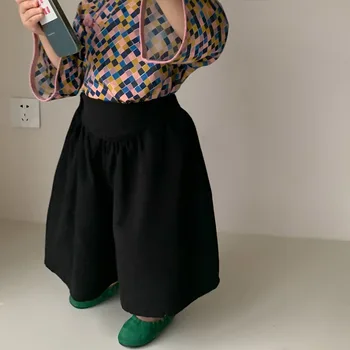  Свободни панталони-кюлоты за момичета на пролетта 2023 година, Корейски детски обикновена широки панталони, Детски панталони