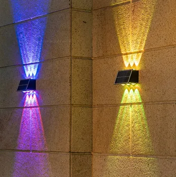  Слънчев, с монтиран на стената лампа, Водоустойчив Външен стенен монтаж RGB лампа Топла Светлина Нагоре и надолу Светлинен осветление Градина Балкон Двор Декоративни осветителни тела