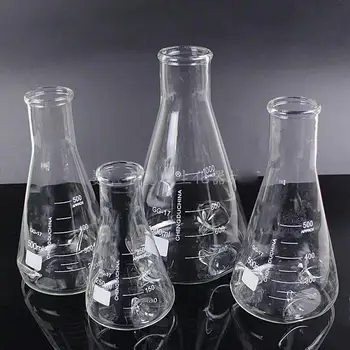  250 мл 500 мл 1000 мл 2000 мл 3 Шип Borosilicate Стъкло С Преграда За Разклащане Конична Колба Эрленмейе Boro Glass Лабораторни Съдове