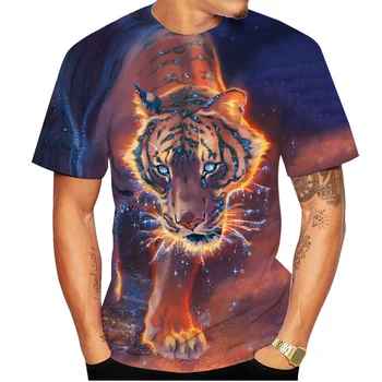  Нова мода Мъжка /Женска тениска с 3D Животно принтом Тигър, тениска с Тигровым Дизайн, Лятна Тениска С животни, Блузи, Тениски