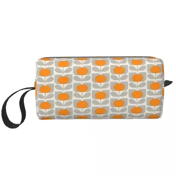  Изработена по поръчка на Цветя чанта за тоалетни принадлежности, Orla Kiely Женски Козметични Органайзер за грим за Дамски Чанти за съхранение на козметика Dopp Kit Case Box Подаръци