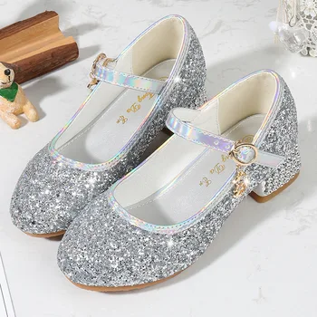  Обувки принцеси за момичета, обувки за партита, Нови детски фини обувки с мека подметка, детски обувки за изпълнения с кристали