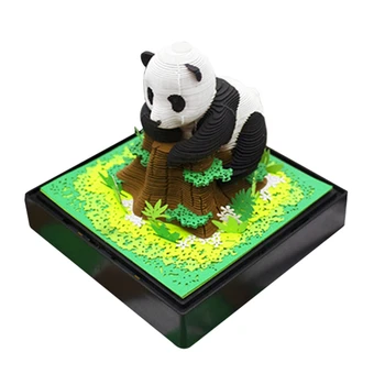  3D календар с изображение на панда, изрежете от хартия, с календар Light Time в 2024 година за украса на работния плот във формата на подаръци със собствените си ръце