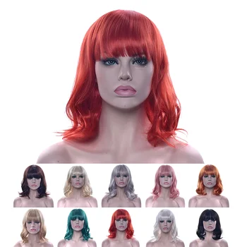  Къдрава Червеникаво-оранжеви перуки, направени от синтетични косми от высокотемпературного влакна, черни, розови, кафяви, женски перуки за cosplay, парчета коса