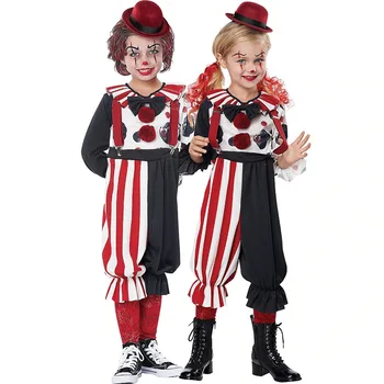  Нов костюм за Хелоуин, детски костюм на клоун, за да се изяви, забавно рокля-клоун, подобно на комплект дрехи за сцената с клоун