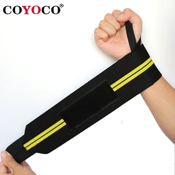  1 бр Регулируем маншет в подкрепа на китките на марката COYOCO Професионални спортни гривни за вдигане на тежести Защита на китката Жълт