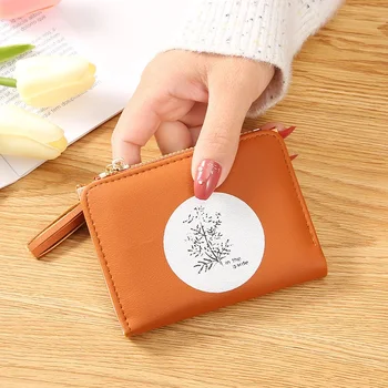  Къса дамска чанта в корейски стил, сладък студентски прясна двойна студентски чанта, лесен портфейл за монети с катарама от няколко карти