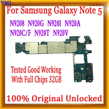  Със системата Android За Samsung Galaxy Note 5 N9208 N920V N920A дънна Платка Добре Изпитана Оригиналната Разблокированная дънна Платка 32 GB