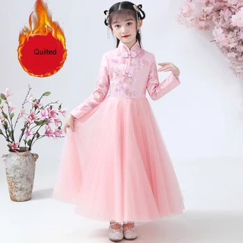  Рокли Детско бельо рокля с бродерия Рокли за малки момичета Вечерна рокля за сватбени партита Китайски момиче-момичета цвете Коледна облекло
