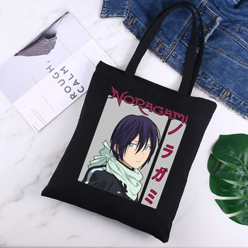  Японското аниме Noragami Kawaii един пътуващ Бог ЯТО черни холщовые чанти за пазаруване с принтом, дамски модни и ежедневни чанти-Пачакге за ежедневието