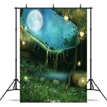  Винил снимков фон Fairy Tale Moonlight Forest, изработени по индивидуална поръчка за деца, декори за душата на бебе, фотосесия, фото студио