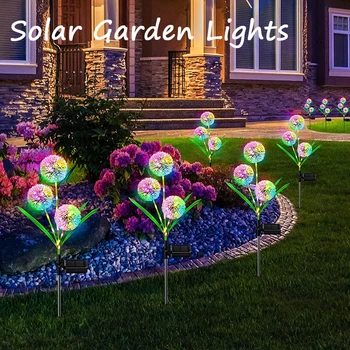  Слънчеви градински фенери с 2 режими, улични Слънчеви цветя от глухарче, Водоустойчива лампа IP65 за украса на градината, косене на трева, на двора, сватбени тържества.