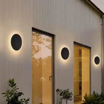  Led кръгла, с монтиран на стената лампа в скандинавски стил, градинска водоустойчива лампа за верандата, сензор за осветление в коридора, на стената на прохода