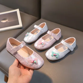  zapatos niña/ Обувки за момичета в Ярки цветове, Кожени обувки, Есенна Детски обувки за Момичета, Скъпа обувки Принцеса с бантиком-пеперуда, Детски обувки с мека подметка