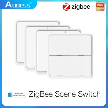  ZigBee 4 Gang Wireless 12 Scene Switch Бутон Контролер, Захранван С Батерии Подкрепа Скрипт За Автоматизация На Hristo WiFi Алекса
