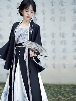  2023 китайската династия сун бродерия hanfu палто, жилетка дълга пола комплект от три елемента всекидневни женски китайски супериорна костюм hanfu s661