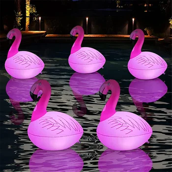  Плаващи светлини във формата на фламинго на слънчеви батерии, 16 цвята RGB, променящи цвета, led светлинен топка, надуваем фламинго за тревата край басейна