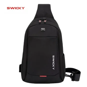  Отличителни чанти SWICKY, мъжки многофункционални модерен туристически водоустойчиви 9,7-инчови таблети с крив кръст, чанта на едно рамо