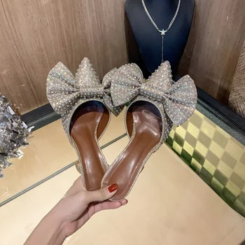  Дамски сандали Baotou на ультравысоком тънък ток с диаманти, новост 2021 г., дамски сандали с остър нос, универсални женски обувки Baotou на много високи токчета