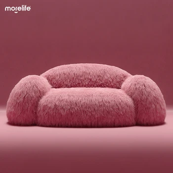  Единична двойна диван за трима души, Хол Модерен, заоблен диван-органайзер Мързелив салон Фотьойл-легло Размер на дивана 2000 мм ~ 2400 мм Мебели