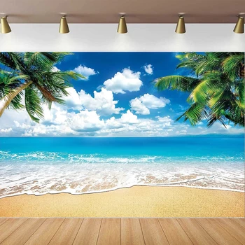  Годишният Хавайски Плаж Фон За Снимки Банер Тропически Плаж На Сцената На Океана Заден План Постер За Украса На Парти Лято