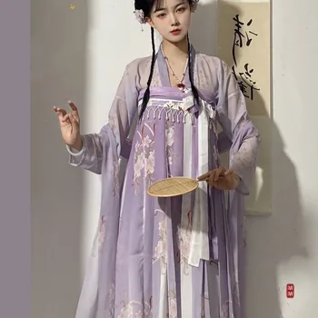 Традиционно китайското винтажное рокля Hanfu-секси елегантна рокля с перлената пискюл и флорални принтом за сценични танци, дамски комплекти Sweet Princess