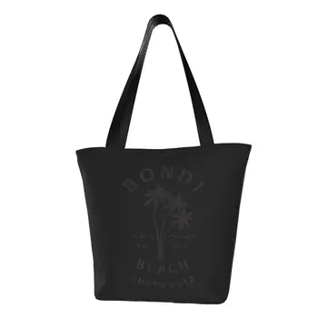  Ретро Готини чанти Bondi Beach Australia Vintage Palm Преносима Пазарска чанта с Голям капацитет