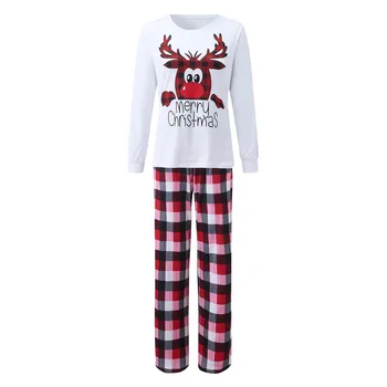  Коледен Пижамный комплект Пижама за възрастни, Жени, мъже, Панталони с дълги ръкави с принтом Дядо Коледа Илик, Коледна Домашно облекло, Плъзгачи