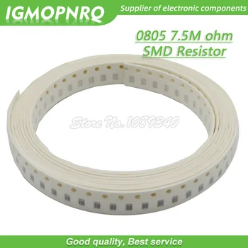  300шт 0805 SMD Резистор 7,5 М Ом Чип-резистор 1/8 W 7,5 М 7М5 Ти 0805-7.5 М