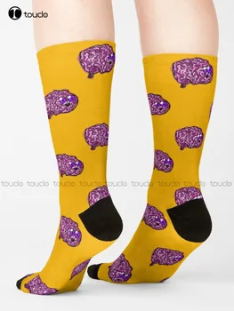  Чорапи Brain Чорапи Черни мъжки Чорапи Персонализирани Потребителски Унисекс Чорапи за възрастни, юноши и младежи С Хубав Дизайн, Забавна Есен най-Добрата Мультяшная Градинска Облекло