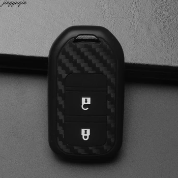  Jingyuqin 2 бутона за ключовете от колата калъф, изработени от въглеродни влакна за Honda Civic Crv Crad V Accord Pilot 2015-2017 Модерен стил