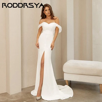  RODDRSYA 2023, атласное сватбена рокля с открити рамене, романтична сватбена рокля на русалка от тюл, секси сватбени рокли без гръб