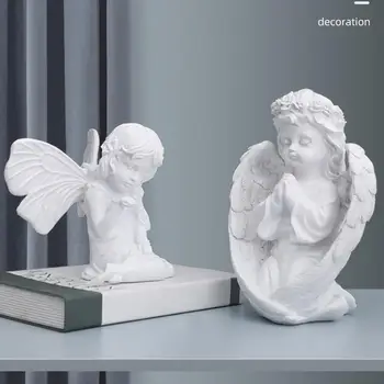  Статуята на Молящегося Херувим, Скулптура на Ангел/ Фигурка на елфа, Мемориал статуята на Ангел с крила, статуетка на Ангел от смола за дома и градината