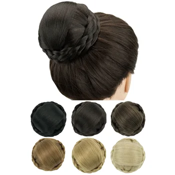  Синтетични изкуствена коса от кафяв высокотемпературного влакна, Аксесоари, Сплетен изкуствена коса, Кок за коса, шапки с ролки за понички