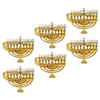 Притежателите на пръстените за салфетки от сплав, Пръстени за салфетки във формата на Ханука, Меноры, Трапезария и Посуда, Декорация на масата за Коледната сватба