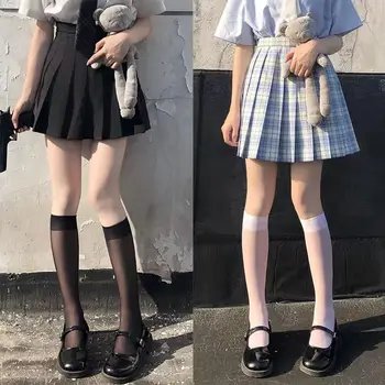  Прозрачни чорапи за отслабване Lolita, летни тънки черни чорапи JK, сладък японски бели гамаши, секси чорапи за жени