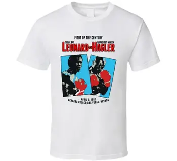  Светът бокс тениска в ретро стил Sugar Ray Leonard Vs Vs Hagler с дълъг ръкав
