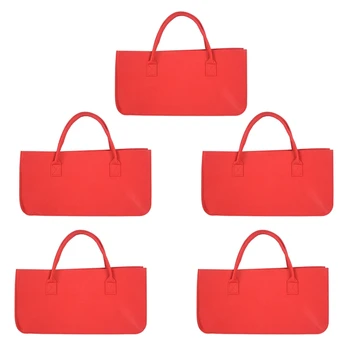  5-кратно войлочный чантата си, филцови чанта за съхранение, ежедневна чанта за пазаруване с голям капацитет - червен