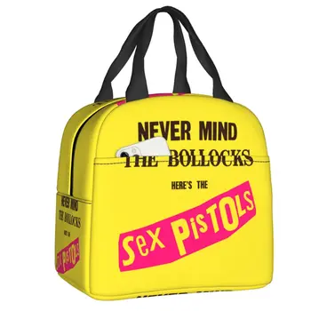  Sex Pistols Изолирано чанта за обяд за жени, преносим термос-хладилник, обяд-бокс, чанти-контейнери за пикник, храна за къмпинг, за пътуване