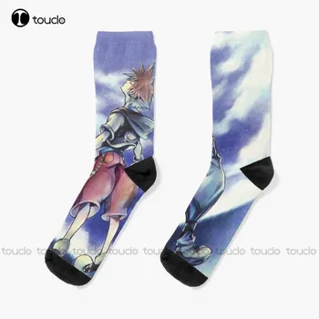  Kingdom Hearts Com - Художествени чорапи, чорапи за джогинг, Женски Персонализирани Потребителски Унисекс чорапи за възрастни, юноши и младежи с дигитален печат 360 °