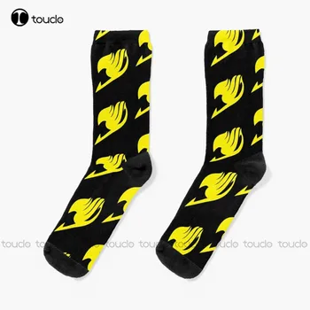  Чорапи с символ на Fairy Tail, Дамски чорапи, Чорапи за уличен скейтборд, дизайн с дигитален печат 360 °, Забавни Сладки чорапи, Креативни, забавни чорапи Арт