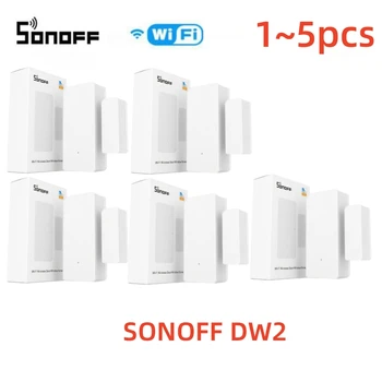  Sonoff DW2-WiFi Безжичен Сензор за сигурността на Врати / прозорци, Сигнал за тревога, Интелигентна сцена чрез приложение eWeLink, Поддръжка на устройства Sonoff IFTTT