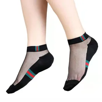  Дамски Чорапи, Дантелени Летни Копринени Едро Прозрачни Тънки Дишащи Ленти Меки Дамски Чорапи Short Boat Slip New Tube Socken
