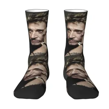  Чорапи Harajuku Johnny Hallyday Женски мъжки топли спортни и футболни чорапи на френския рок-певица с 3D печат