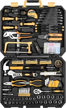  Набор от инструменти за домашния ремонт от 198 предмети, гаечен ключ Пластмасов Комплект инструменти с обичайния набор от битови ръчни инструменти